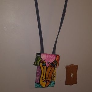 Leather hand painted purse by A. Bottari